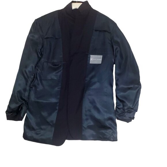 HICKEY FREEMAN Mens Sport Coat SZ 40R 100% Wool 2 Button Black Stripe Lined Vent - Picture 3 of 13